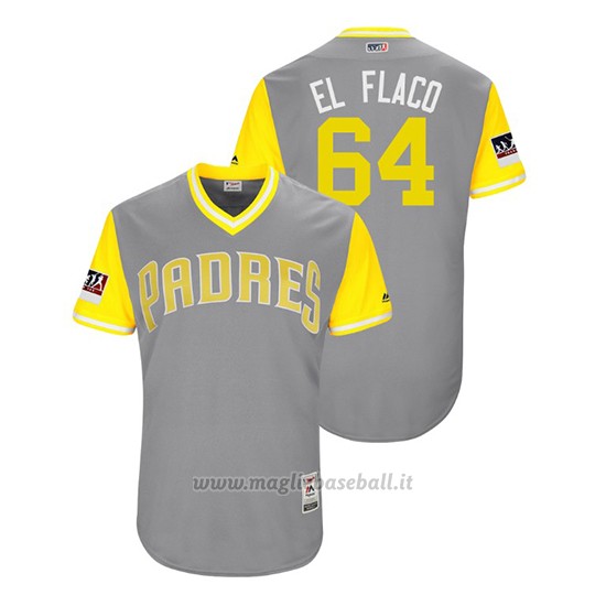 Maglia Baseball Uomo San Diego Padres Dinelson Lamet 2018 Llws Players Weekend El Flaco Grigio